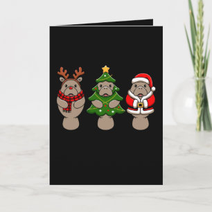Kerstmanatee Trio Kerstman Rendier Boom Kerstmis Kaart