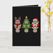 Kerstmanatee Trio Kerstman Rendier Boom Kerstmis Kaart (Gele Bloem)