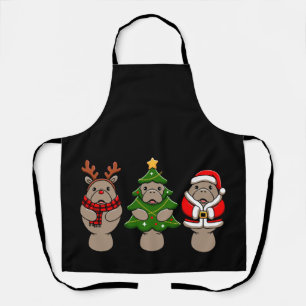 Kerstmanatee Trio Kerstman Rendier Boom Kerstmis Schort