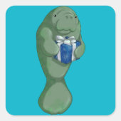 kerstmanatee vierkante sticker (Voorkant)
