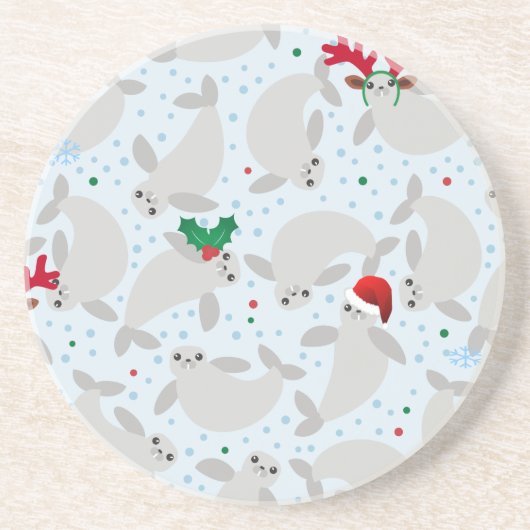 kerstmanatee zandsteen onderzetter (Voorkant)
