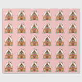 Kerstmanchet met huizen van peperkoek cadeaupapier (Vlak)