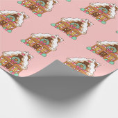 Kerstmanchet met huizen van peperkoek cadeaupapier (Hoek)