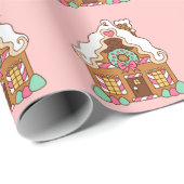 Kerstmanchet met huizen van peperkoek cadeaupapier (Rol Hoek)