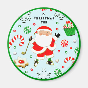 Kerstmanchet voor golfers magneet
