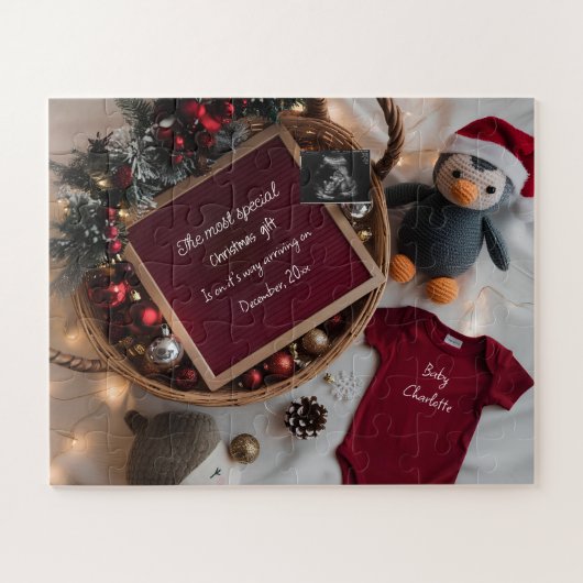 Kerstmand zwangerschapsaankondiging legpuzzel (Horizontaal)