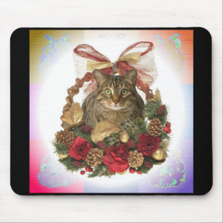 kerstmandje met vetkat muismat