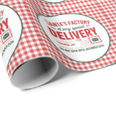 Kerstmanfabriek Speciale Kerstman Levering Geruit Cadeaupapier (Rol Hoek)