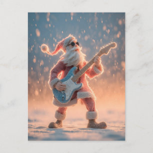 Kerstmanfiguur die elektrische gitaar speelt feestdagenkaart