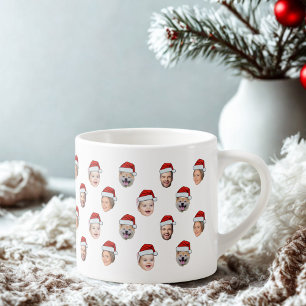 Kerstmanhoed Aangepaste gezichten familie 4 foto's Espresso Kop