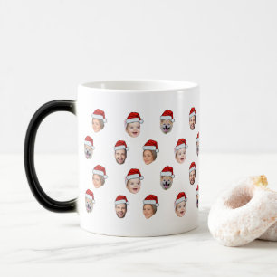 Kerstmanhoed Aangepaste Gezichten Familie 4 Foto's Magische Mok