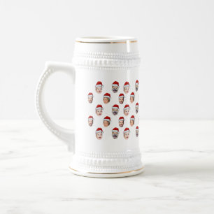 Kerstmanhoed Aangepaste Gezichtsafdruk Familie 4 F Bierpul