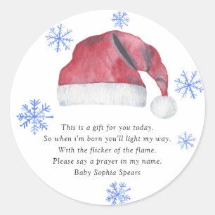 Kerstmanhoed - bidkaarslabel ronde sticker
