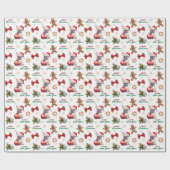 Kerstmanhoed Franse Bulldog Kerstmis Cadeaupapier (Vlak)
