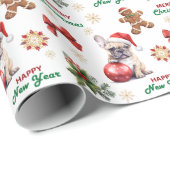 Kerstmanhoed Franse Bulldog Kerstmis Cadeaupapier (Rol Hoek)