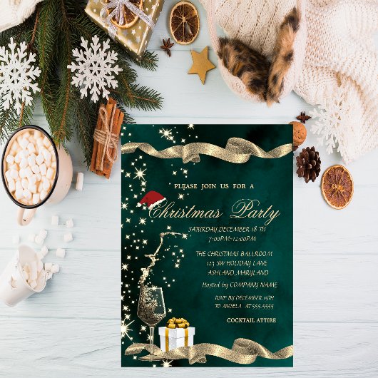 Kerstmanhoed, Glas, Groene Corporate Kerstmis Kaart