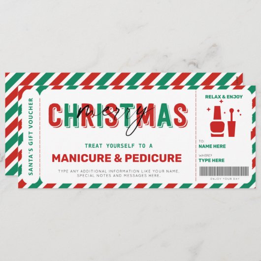 kerstmanicure Gift Voucher Mani Pedi (Voorkant / Achterkant)