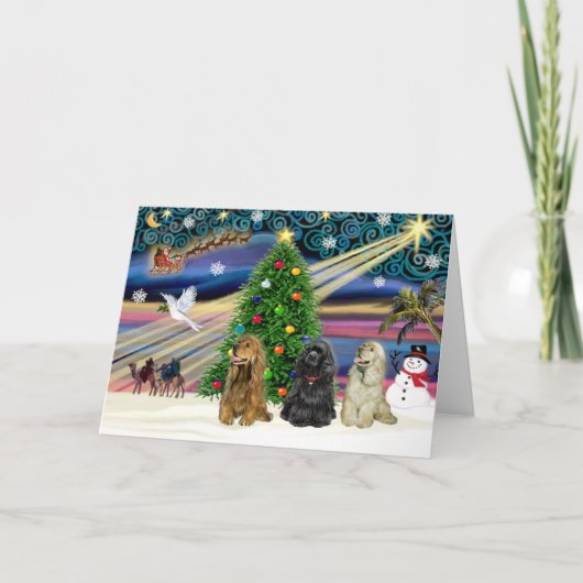 kerstmankerkjes (drie) feestdagen kaart (Voorkant)