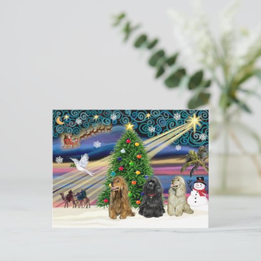 kerstmankerkjes (drie) feestdagenkaart (Staand voorkant)