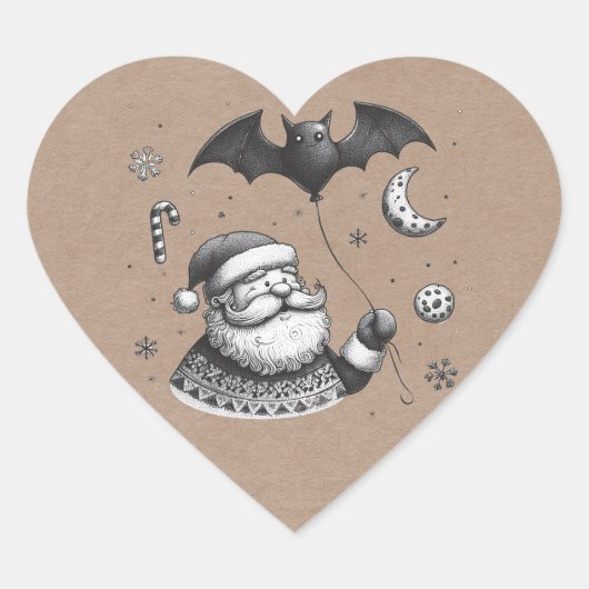 Kerstmanklauw Hart Sticker (Voorkant)