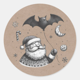 Kerstmanklauw Ronde Sticker
