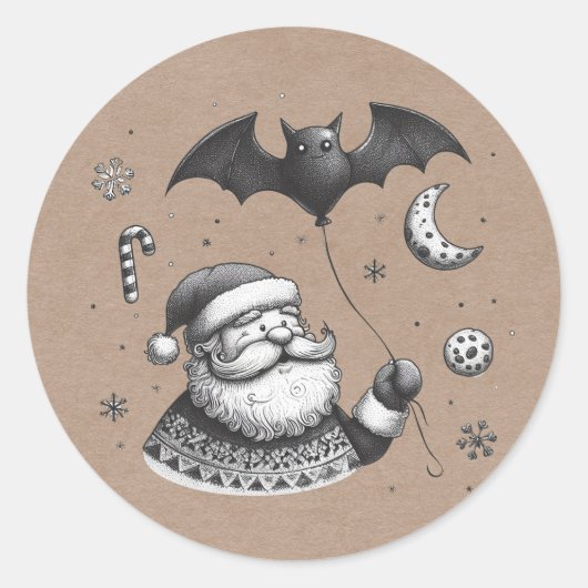 Kerstmanklauw Ronde Sticker (Voorkant)