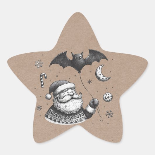 Kerstmanklauw Ster Sticker (Voorkant)