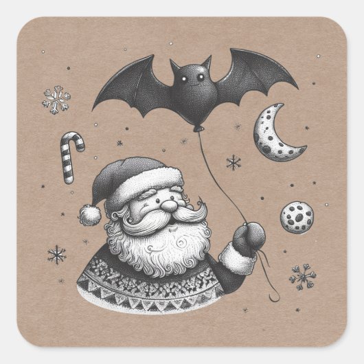 Kerstmanklauw Vierkante Sticker (Voorkant)