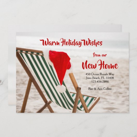 Kerstmannen Beweegt de Strandstoelen Aankondiging (Voorkant / Achterkant)