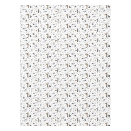 Kerstmannen, bomen en Mittens Tafelkleed (Voorkant)