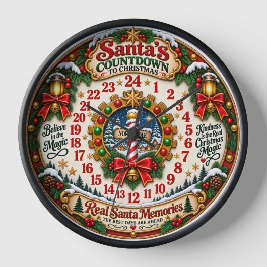 Kerstmannen Countdown naar Kerstmis Klok (Voorkant)