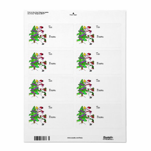 kerstmannen die bomen van en naar decorteren etiket (Full Sheet)