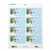 kerstmannen die bomen van en naar decorteren etiket (Full Sheet)