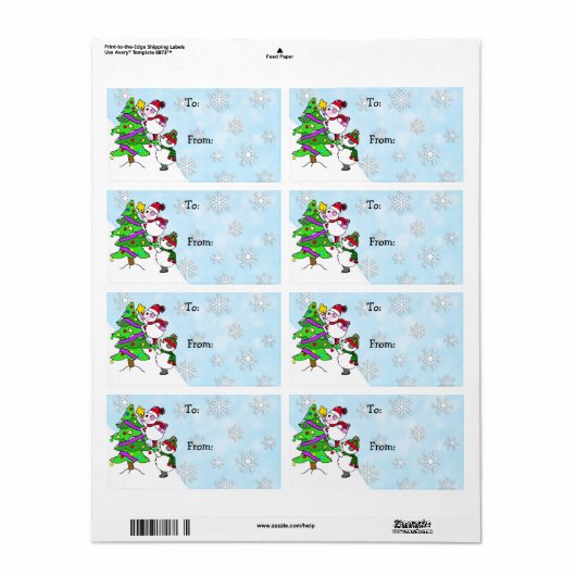 kerstmannen die bomen van en naar decorteren etiket (Full Sheet)
