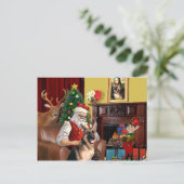 Kerstmannen Duitse Herdershond Feestdagenkaart (Staand voorkant)