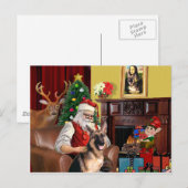 Kerstmannen Duitse Herdershond Feestdagenkaart (Voorkant / Achterkant)