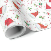Kerstmannen en Candy Canes Cadeaupapier (Rol Hoek)