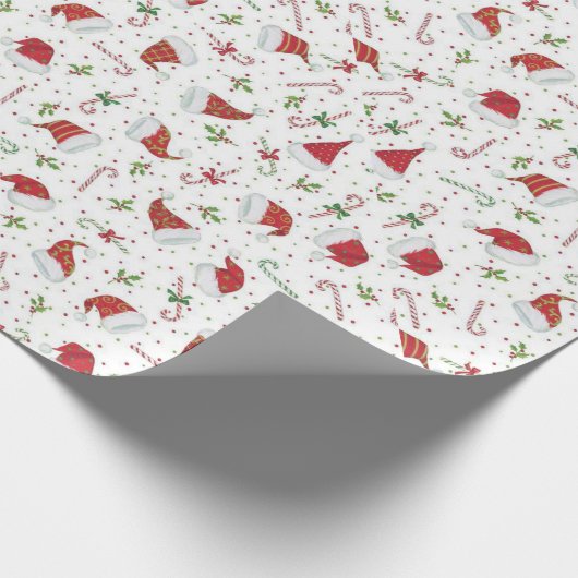 Kerstmannen en Candy Canes Cadeaupapier (Hoek)