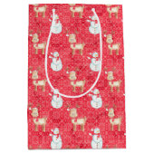 Kerstmannen en rendieren medium cadeauzakje (Voorkant)