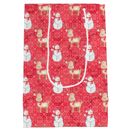 Kerstmannen en rendieren medium cadeauzakje (Achterkant)