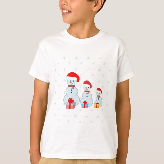 Kerstmannen en sneeuwvlokken t-shirt (Voorkant)