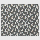 Kerstmannen en vogels cadeaupapier (Vlak)