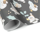 Kerstmannen en vogels cadeaupapier (Rol Hoek)