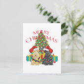 Kerstmannen Helpen Feestdagenkaart (Staand voorkant)
