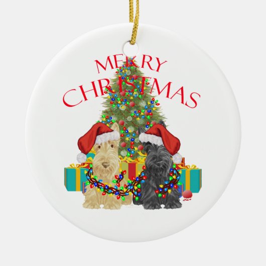 Kerstmannen Helpen Keramisch Ornament (Voorkant)