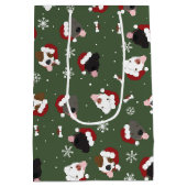 Kerstmannen Honden op Groen Medium Cadeauzakje (Achterkant)