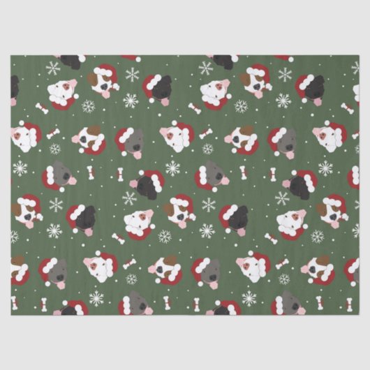Kerstmannen Honden op Groen Tissuepapier (Voorkant)