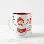 kerstmannen houden van Mok met glazen koffie (Voorkant links)