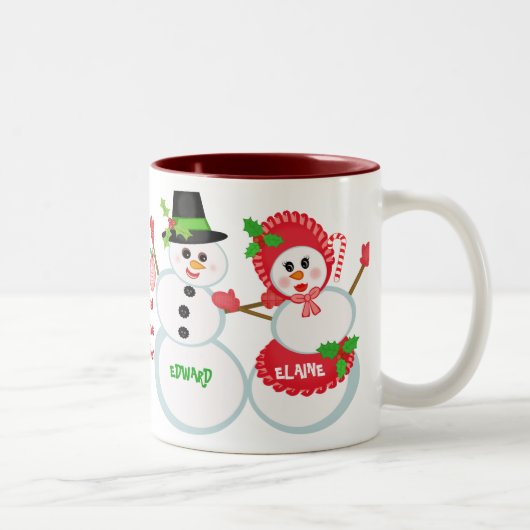 kerstmannen houden van Mok met glazen koffie (Rechts)