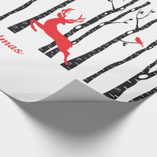 Kerstmannen in het bos van de berkenboom cadeaupapier (Hoek)